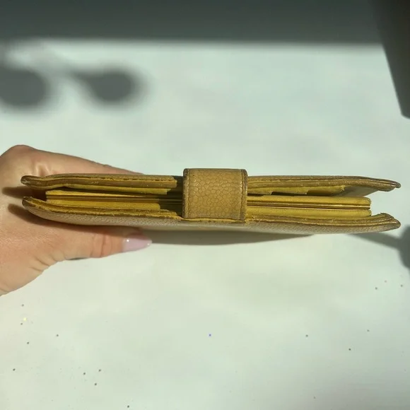 CHANEL Mustard Yellow Leather Clutch Long Wallet Gold Kisslock - Picture 8 of 16